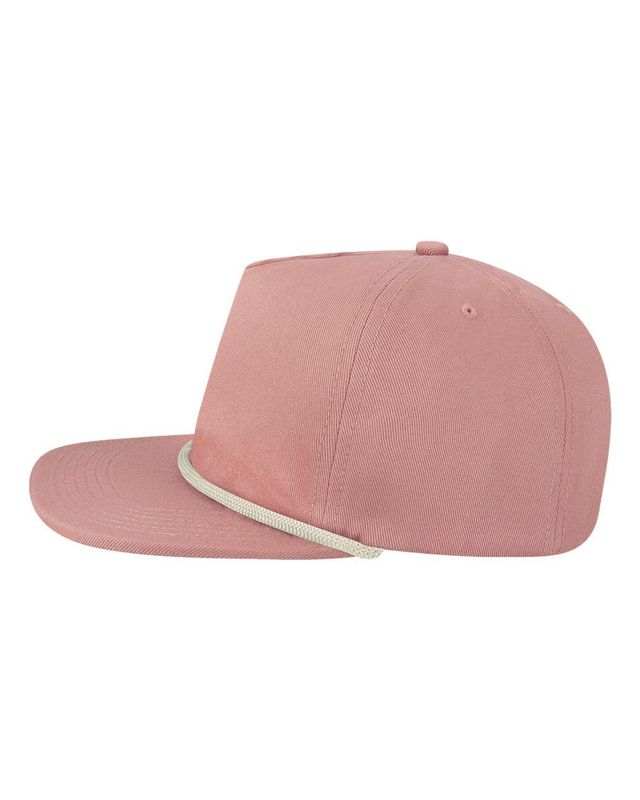 Rose and cream rope cap, side view